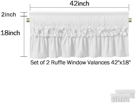 HIG 2 Pack Off White Ruffle Handcrafted Window Valances - Image 4