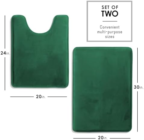 Clara Clark 2 Piece Bathroom Rugs, Velvet Memory Foam Bath Mat Set, Non-Slip - Image 2