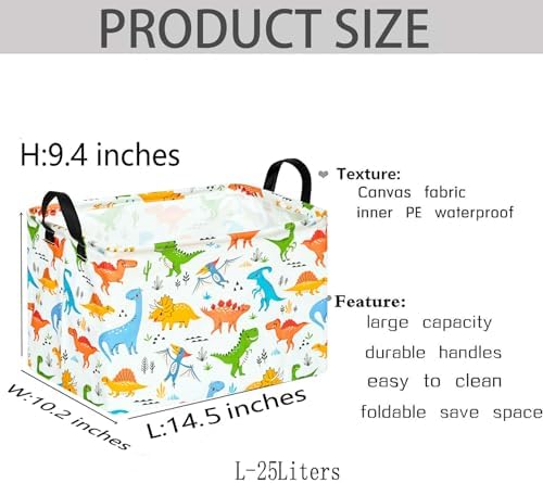 Dinosaur Patter Gift Storage Basket Rectangle Storage Organizer - Image 3