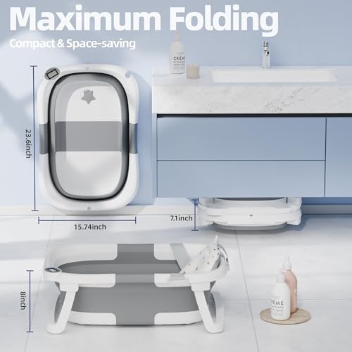 Collapsible Baby Bathtub with Thermometer, 0-36 Months - Image 3