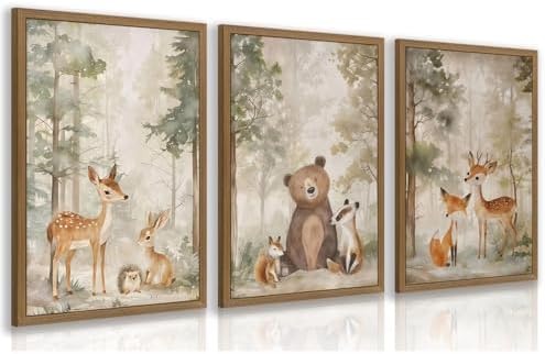 Clicyre Woodland Nursery Wall Decor, Forest Animal Canvas Wall Art 16x24 In by Clicyre