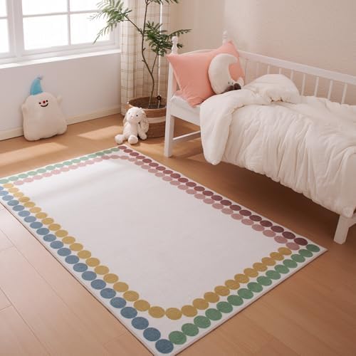 Amazon Basics Kids Printed Area Rug, Machine Washable, Colorful Dots - Image 2