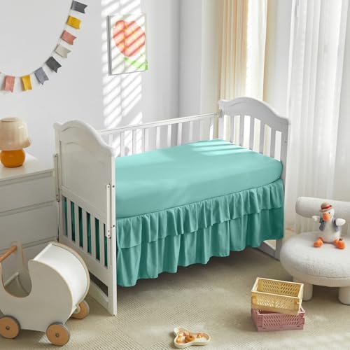 Tufted Ruffle Crib Bedding Set 3 Pieces Baby Girls Boys Boho Quilted Comforter - Image 7