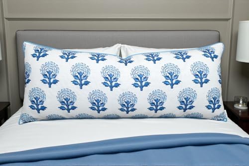 Marigold Floral Print 14x36 Extra Long Lumbar Pillow Cover by YugTex