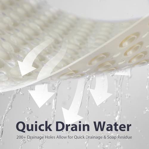 Large Shower Mat Bathtub Mat Bath Mat Non Slip Beige 21.5"x33.5" - Image 5