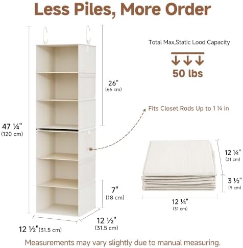 StorageWorks Hanging Closet Organizer, 6-Shelf - Image 3