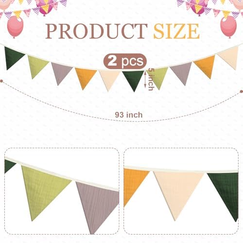 Oudain 2 Pcs Pennant Banner Flags Nursery Garland Triangle - Image 3
