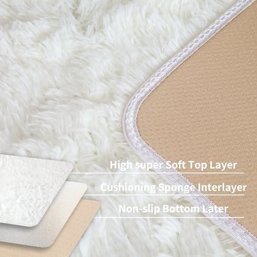 4x6 Cream White Fluffy Shag Rug - Image 4