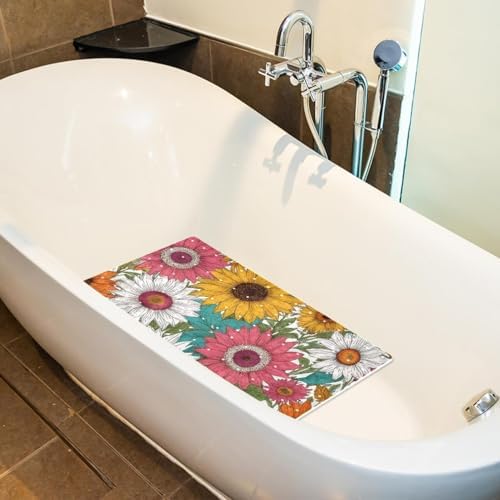 Shower Mat Non Slip, Colorful Daisies Anti Slip Bath Mat - Image 5