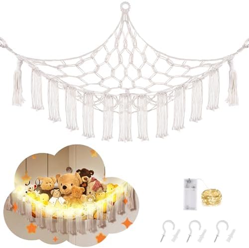 CERETIA Stuffed Animal Hammock Corner Plushie Net Storage, Jumbo White by CERETIA