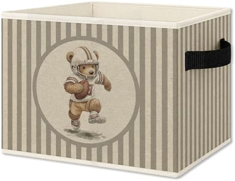 Rugby Football Bear Storage Bins Box by Unknown