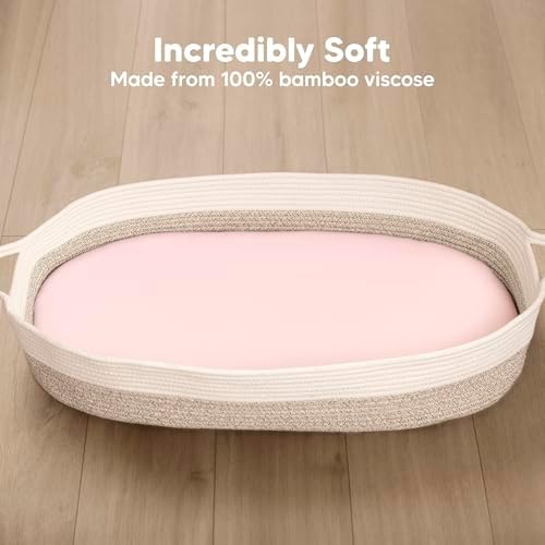 2-Pack Baby Bassinet Sheets Girl, 33x17 Bedside Sheets - Image 2