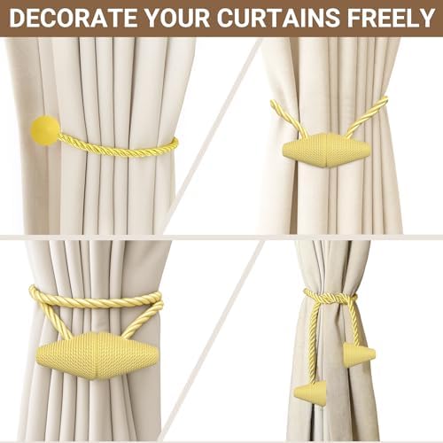Hion Magnetic Curtain Tiebacks Golden 2pcs, Curtain Holdbacks Hooks Holders - Image 3