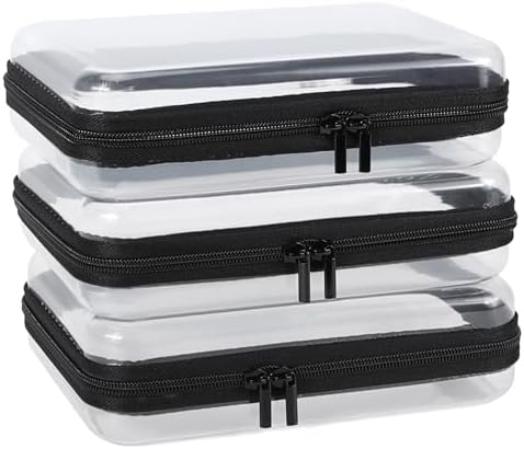 YOPCDJ 3 Pack Clear Hard Shell Zipper Case, Plastic Pouch by YOPCDJ