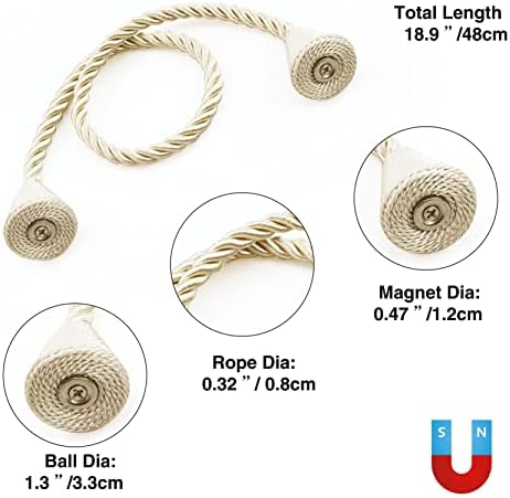 2 Pack Magnetic Curtain Tiebacks Rope Modern Handmade Curtain Tie Backs - Image 3
