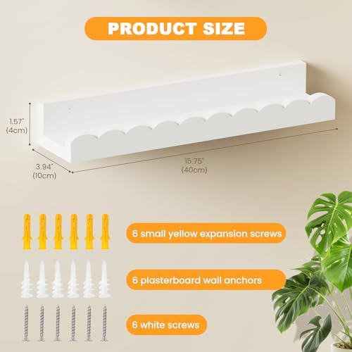 3-Pack Scalloped Shelves, Nursery Shelves, Floating Book Shelves - Image 3