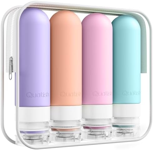 Quatish Travel Bottles for Toiletries, 3 oz Travel Size Containers by Quatish