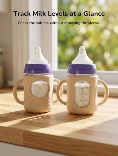 2-Pack Silicone Sleeves for New Lansinoh & Pigeon Glass Baby Bottle 8 oz - Image 6