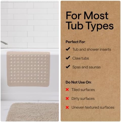 GORILLA GRIP Bath Tub Shower Mat, Bathtub Floor Liner, 35x16 Beige - Image 5