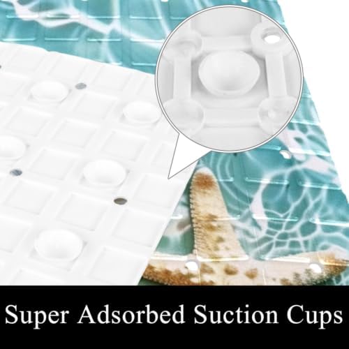 Shower Mat Non Slip 26.8 x 15.1 Inches, Beach Starfishes Shell Bathtub Mat - Image 3