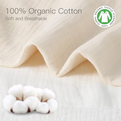 Organic Crib Sheets Fitted Crib Mattress Sheet 2 Pack 52x28 Inches 100% Muslin - Image 4