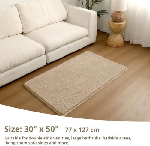 Polyester Bathroom Rug 30"x50" Light Brown, Large Soft Bath Mat - Image 2