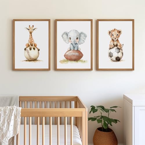 Sports Nursery Wall Art Baby Boys Room Canvas Pictures Safari Animal Wall Decor - Image 7