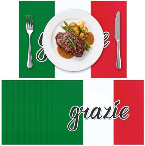 Eaasty 100 Pcs Italian Placemats Grazie Disposable Place Mat Red White and by Eaasty