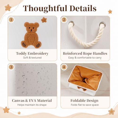 Large Toy Storage Box, Stuffed Animal Storage Baby Toddler Toys Basket Bear - Image 6