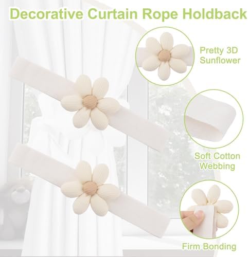 Sunflower Curtain Tieback 4Pcs Window Drape Rope Holdbacks - Image 4