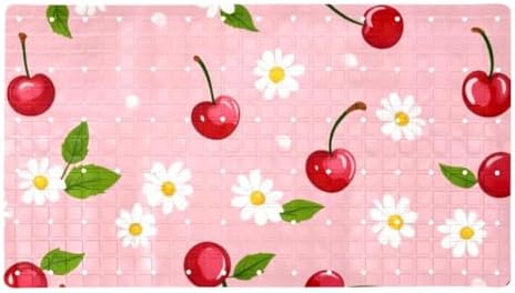 Bathtub Mat Non Slip 26.8x15.1In, Cherry Daisies Bath Mat by Anna+Cowper