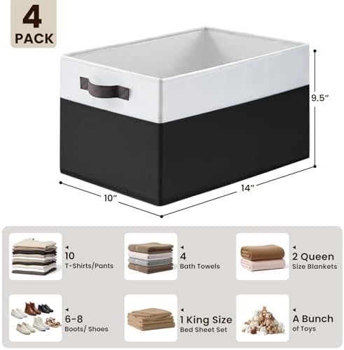 Criusia Large Storage Bins for Shelves 4 Pack, Closet Storage Baskets for - Image 2