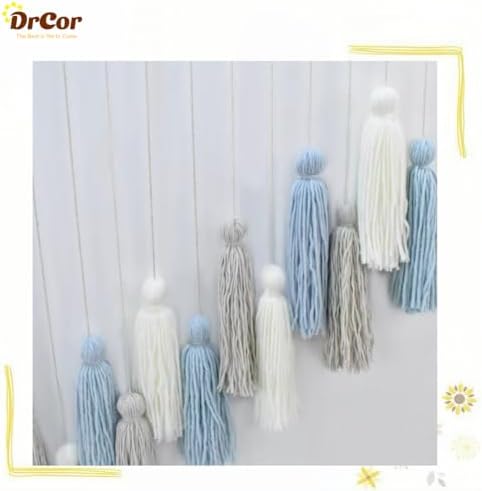 DrCor Dusty Blue Boho Macrame Garland Wall Hanging Decor - Image 6