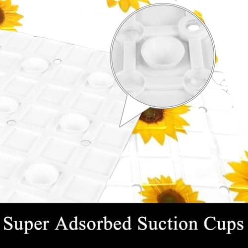 Shower Mat Non Slip 26.8 x 15.1 Inches, Bee Sunflower Bathtub Mat Shower Stall - Image 3