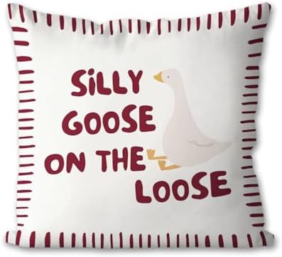 Cute Red Silly Goose Pillow Cover Toddler Boy Bedroom Decor by Unknown