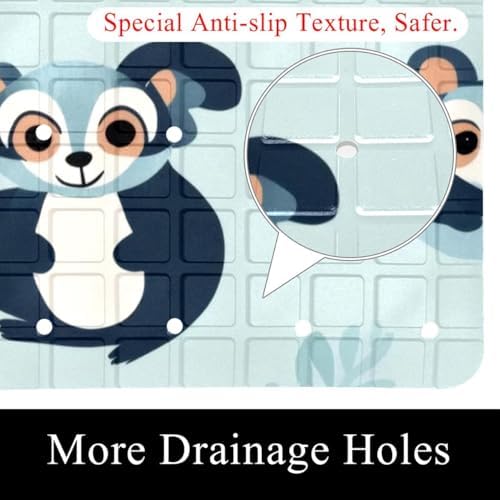 Bathtub Mat Non Slip 26.8x15.1 Inch, Cute Lemur Pattern Shower Mat - Image 2