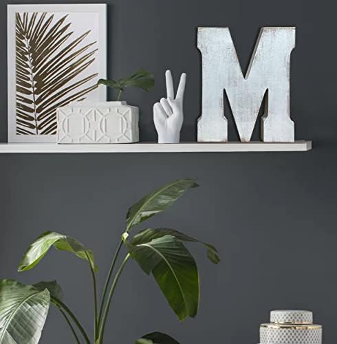 ABELOTS Large Wood Alphabet Wall Decor Distressed White Wash Monogram Letter - Image 7