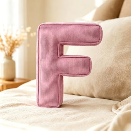 Pink Letter Plush Pillow, Letter Hugging Throw Pillows, Decorative Corduroy by Shapeazy