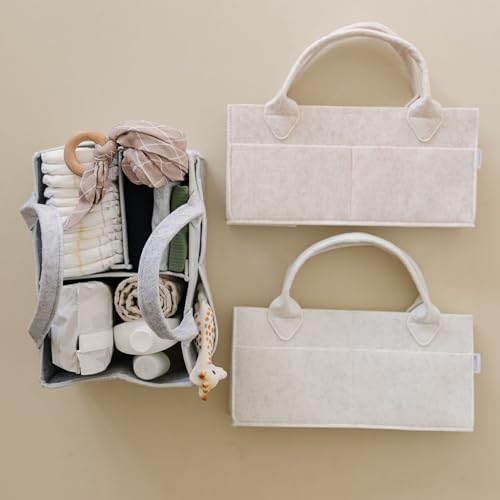 PUTSKA Baby Diaper Caddy Organizer, Felt Nursery Basket, Extra Large - Image 6