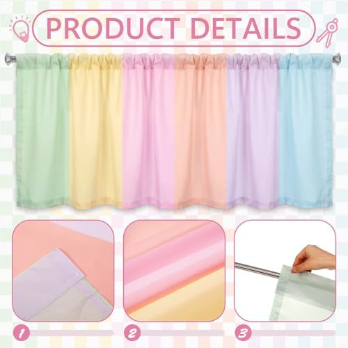 4 Pcs Pastel Colorful Window Valances Curtains - Image 4