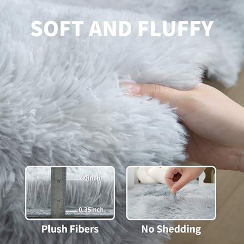 6x9 Tie-Dye Gray Shag Rug for Bedroom, Soft Plush Fluffy Carpet - Image 3