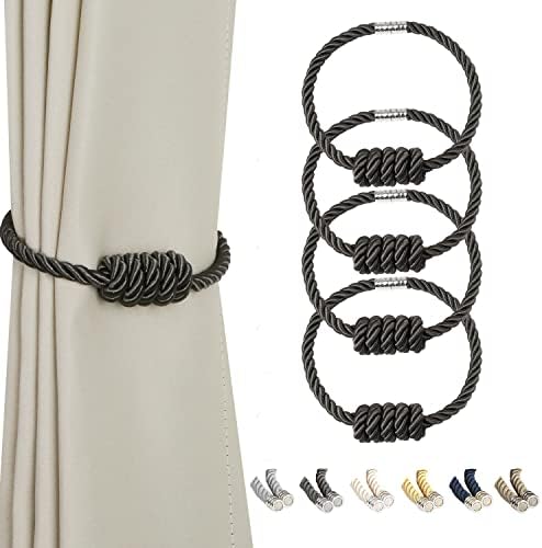 BEL AVENIR Magnetic Curtain Tiebacks 4 Pack Hand-Woven Curtain Ties by BELAVENIR