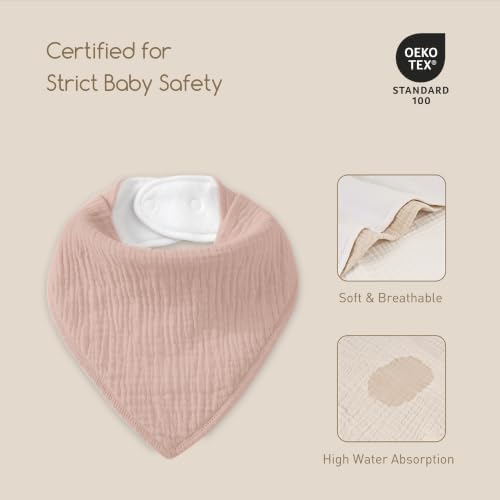 8 Pack Muslin Baby Bandana Bibs - Image 5