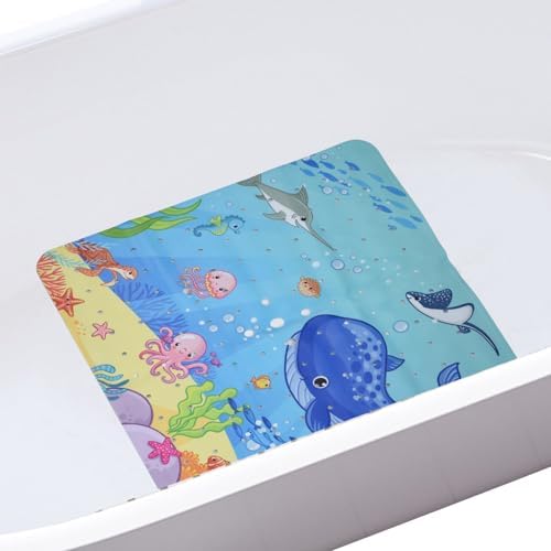 OTraki 21x21 Inch Ocean Pattern Square Baby Bath Mat - Image 5