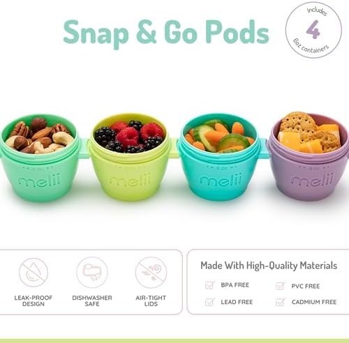 melii Snap & Go Baby Food Storage Containers | 4 Pack 6 oz, Stackable Snack - Image 2