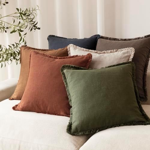 Foindtower Decorative Linen Fringe Throw Pillow Covers Cozy Boho Farmhouse - Image 7