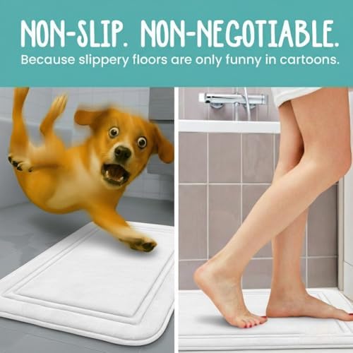 ITSOFT Memory Foam Bath Mat 24x16, Non Slip, Machine Washable, Quick Dry & - Image 4