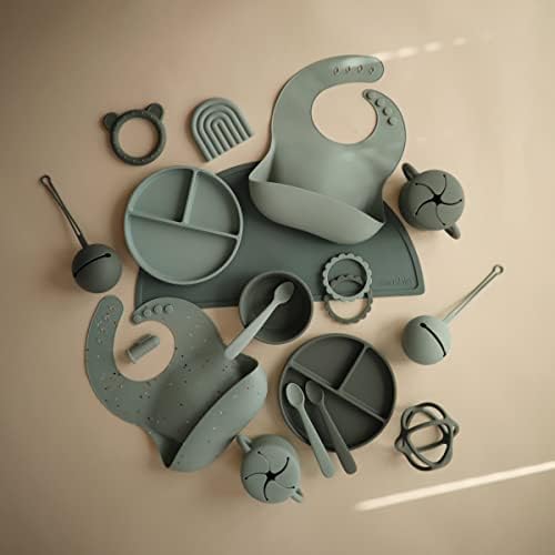 mushie Silicone Baby Bib | Adjustable Fit Waterproof Bibs - Image 2