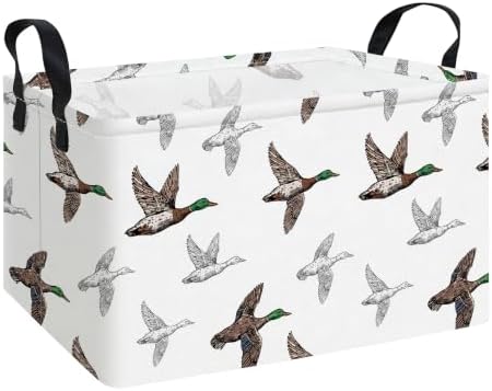 Rectangular Storage Basket Nursery Toy Organizer Mallard Duck by LANGYASHAN