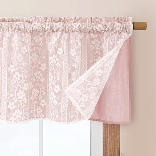 ASPMIZ Linen Valances for Windows Farmhouse, Double Layers Kitchen Curtains by ASPMIZ